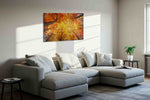 Cathedral of Amber Leaves autumn canvas print, displayed in a living room