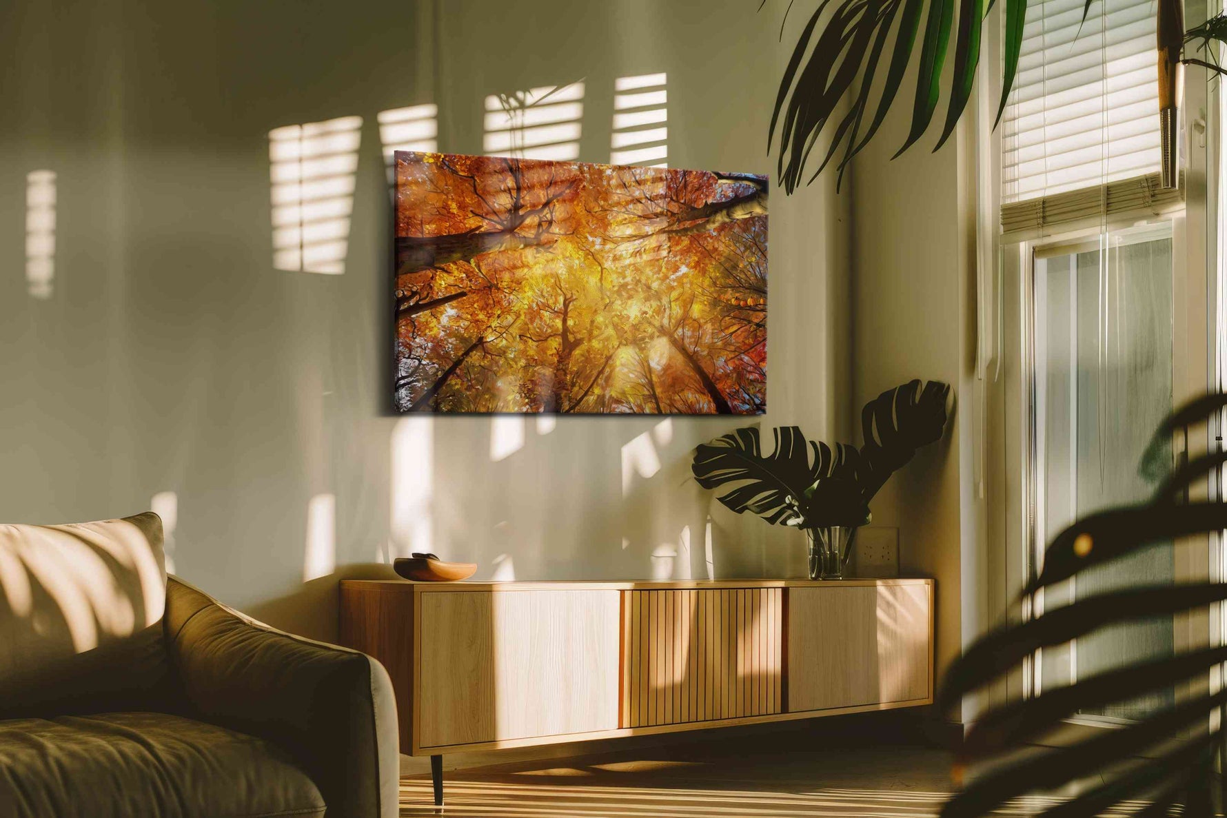 Cathedral of Amber Leaves autumn canvas print, on wall, lifestyle preview