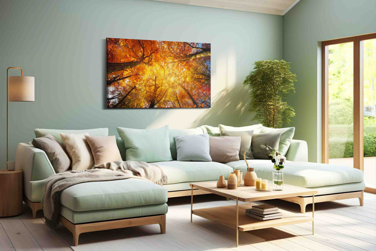Cathedral of Amber Leaves autumn canvas print, hanging on wall