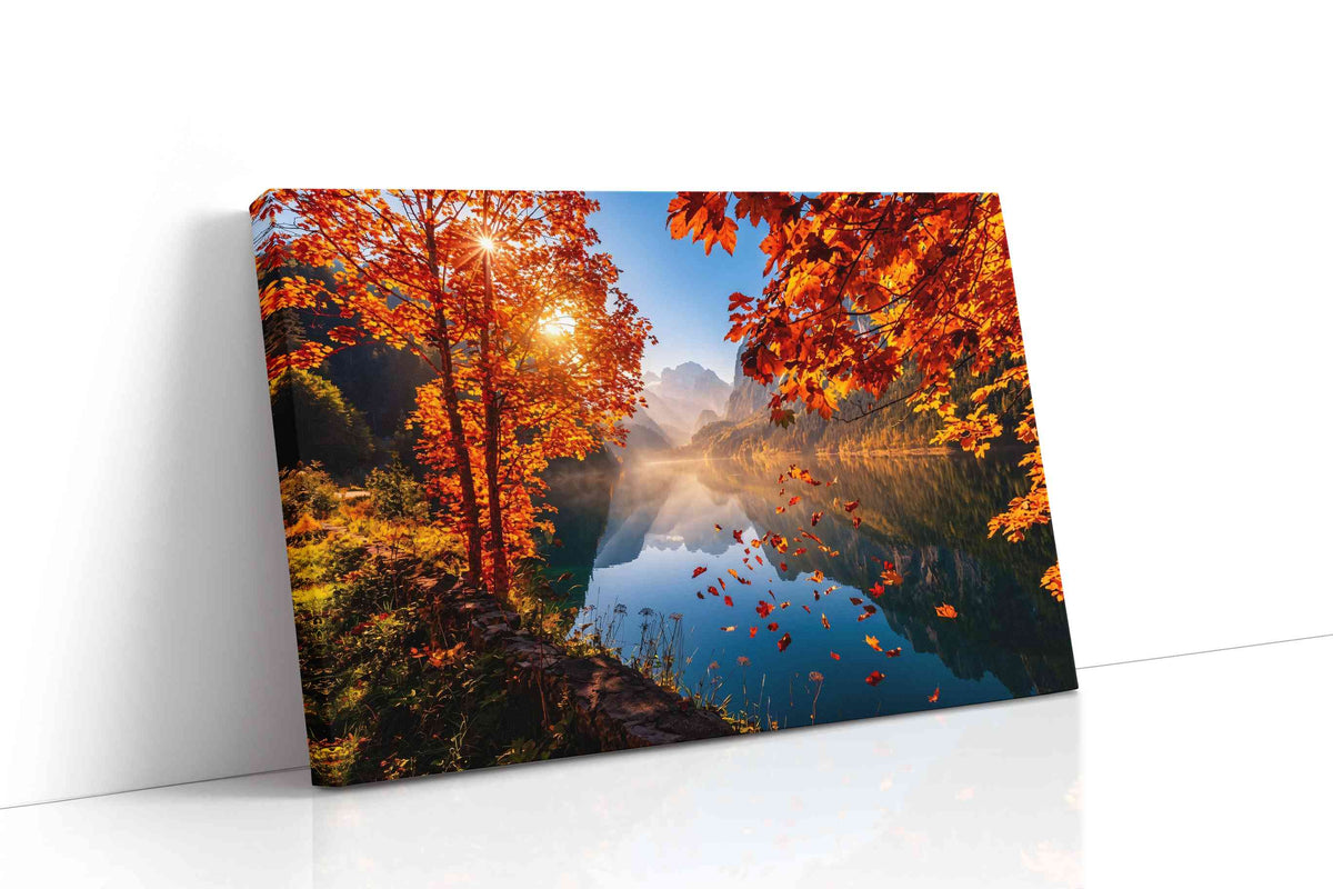 Emberfall Over Mirror Lake autumn canvas print, gallery-wrapped, ready to hang