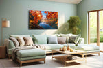 Emberfall Over Mirror Lake - Autumn Wall Art, Fall Canvas Print, Seasonal Decor