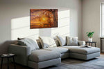 Emberlight Woodland Reverie autumn canvas print, displayed in a living room