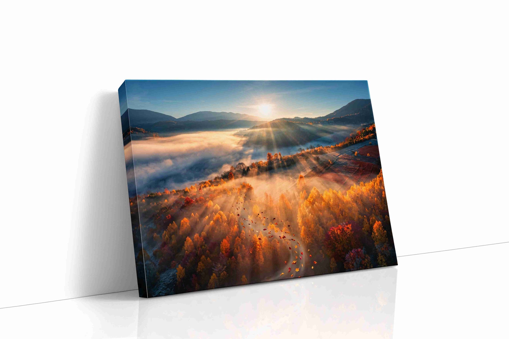 Emberveil Dawn autumn canvas print, gallery-wrapped, ready to hang