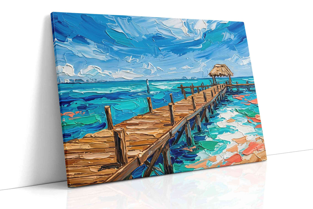 Azure Drift Jetty - Beach Wall Art, Coastal Canvas Print, Tropical Decor