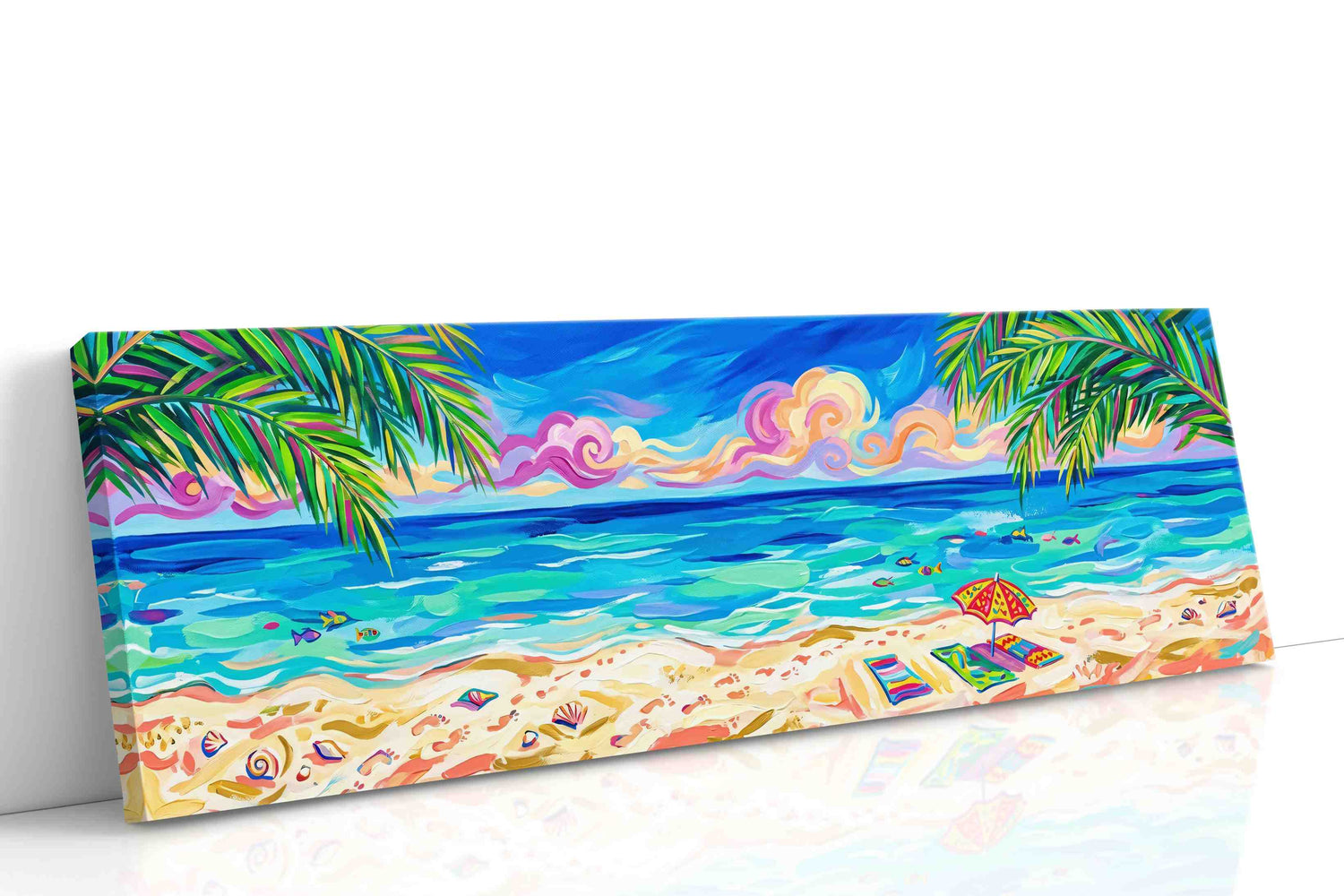 Cotton Candy Tide beach canvas print, gallery-wrapped, ready to hang