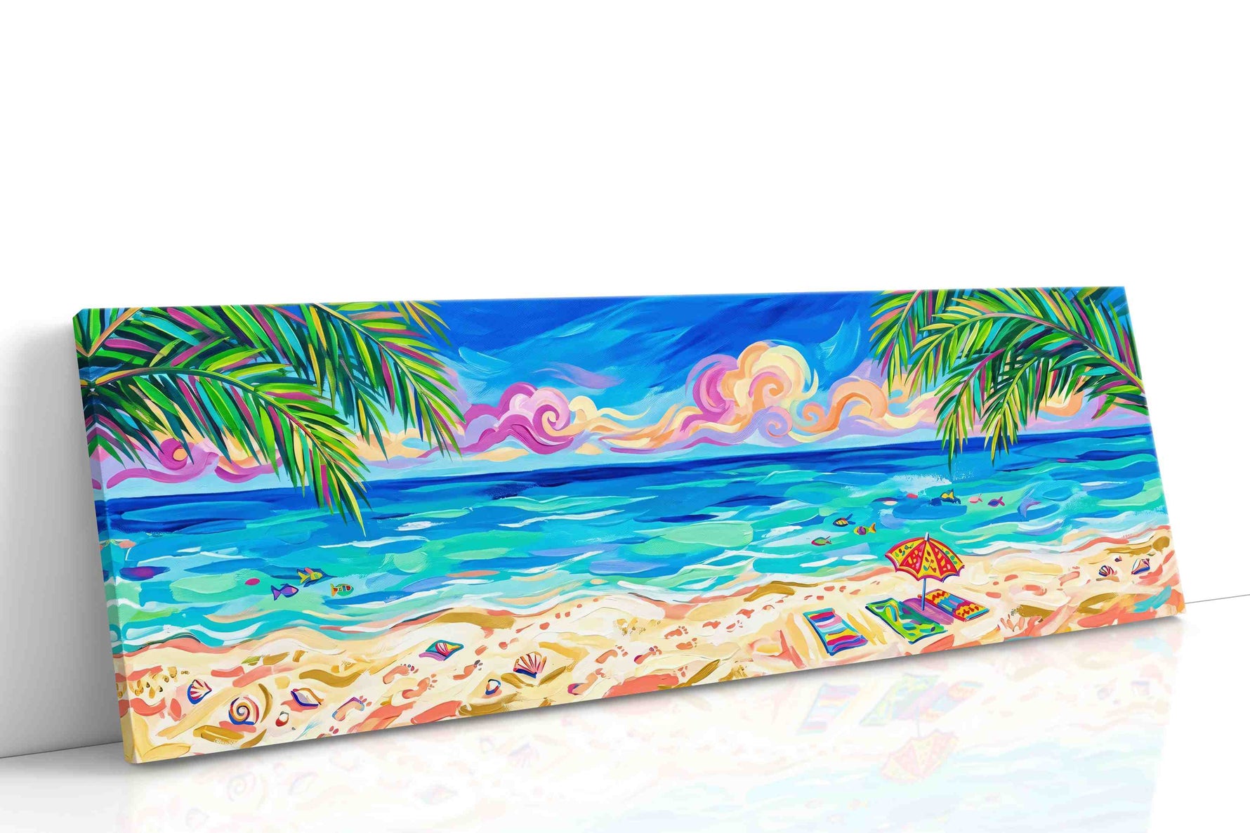Cotton Candy Tide beach canvas print gallery-wrapped landscape canvas studio shot