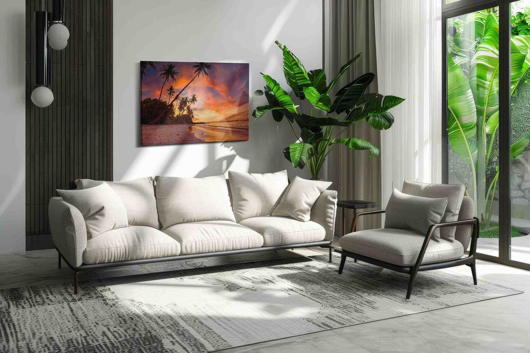 Ember Tide Palms II - Beach Wall Art, Coastal Canvas Print, Tropical Decor