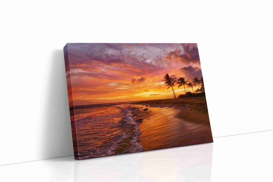 Ember Tide Reverie - Beach Wall Art, Coastal Canvas Print, Tropical Decor