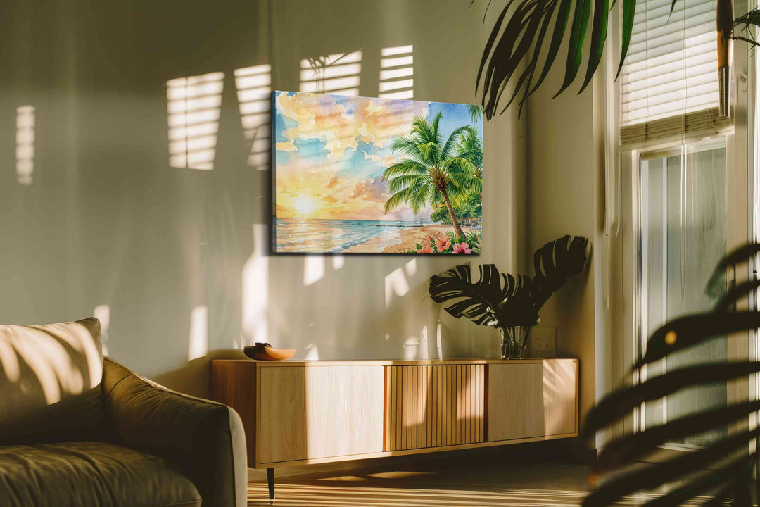 Hibiscus Tide Serenade - Beach Wall Art, Coastal Canvas Print, Tropical Decor