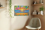 Neon Tides at Paradise Dawn beach canvas print, hanging on wall — view 3