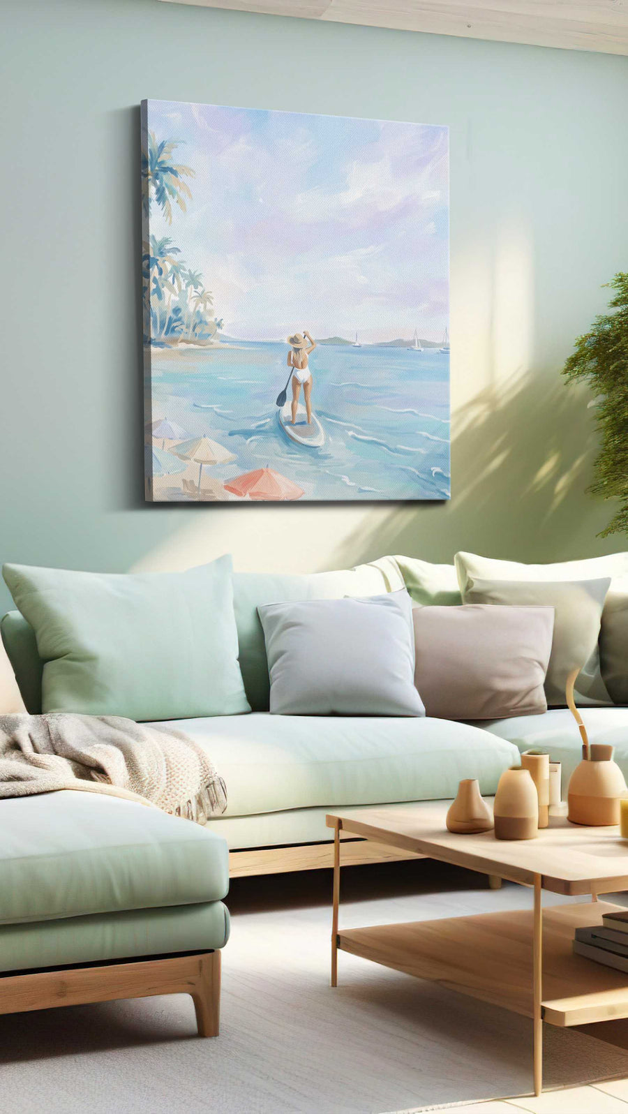 Pastel Tide Reverie II beach canvas print, hanging on wall