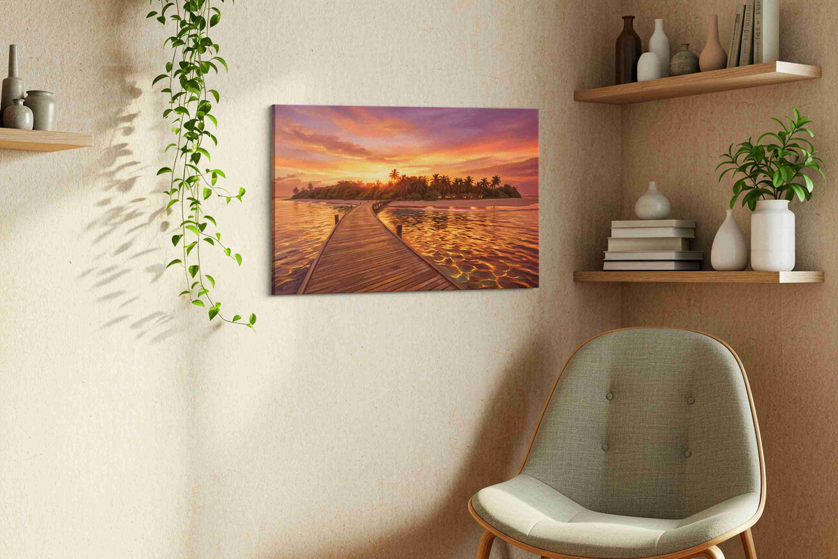 Saffron Passage to Paradise beach canvas print, hanging on wall — view 3