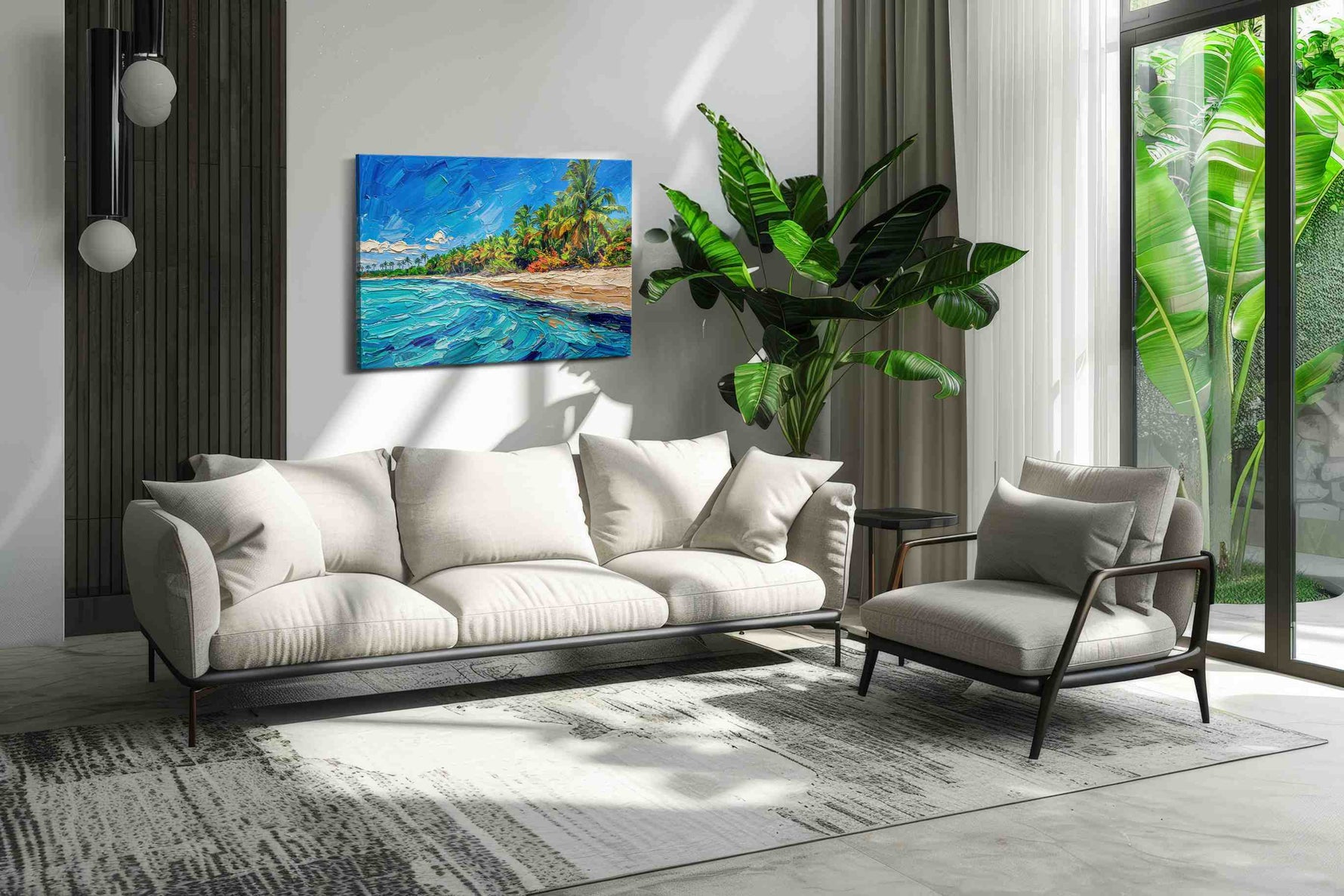 Turquoise Trade Winds beach canvas print in a modern interior mockup