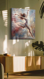 Aurora in Flight dancing canvas print, on wall, lifestyle preview