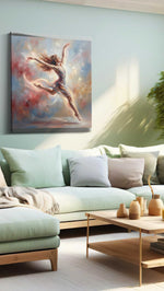 Aurora in Flight dancing canvas print, hanging on wall