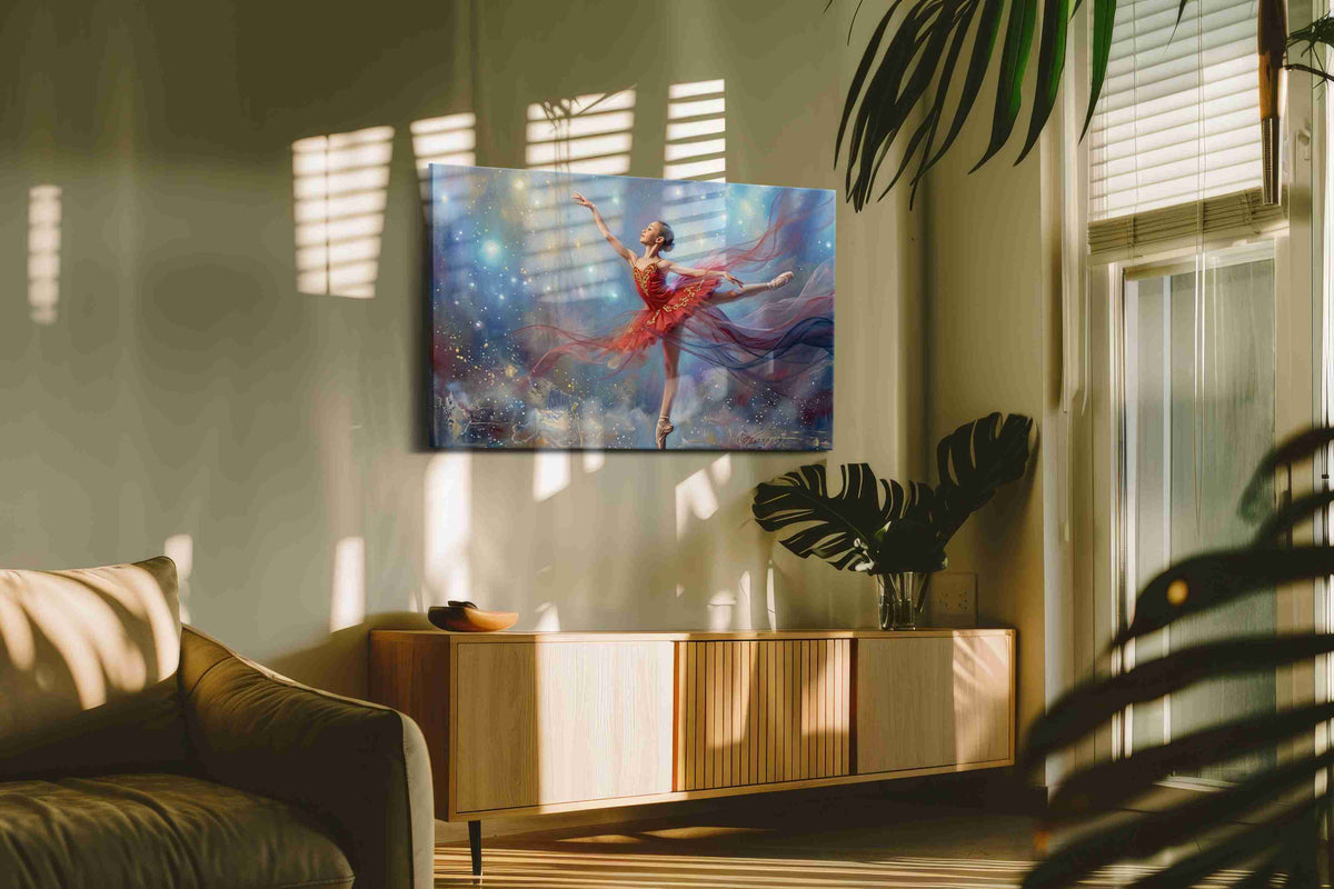 Celestial Arabesque dancing canvas print in a contemporary interior mockup