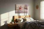 Pirouette in Blush Light dancing canvas print, displayed in a bedroom