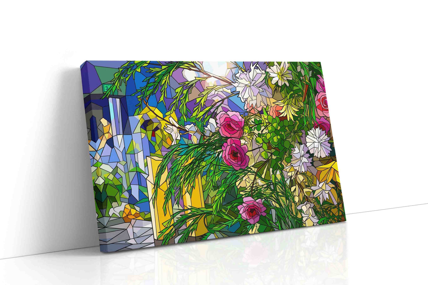 Prismatic Garden Reverie floral canvas print, gallery-wrapped, ready to hang
