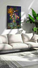 Twilight Petals in Glass floral canvas print, on wall, lifestyle preview