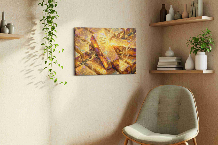 Alchemy of Gilded Fortune fortune canvas print styled in a living room