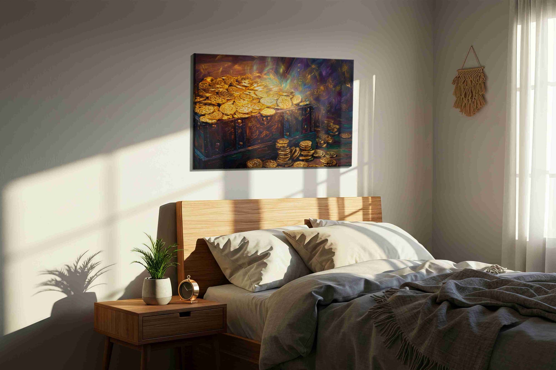 Treasure of the Violet Vault fortune canvas print, displayed in a bedroom