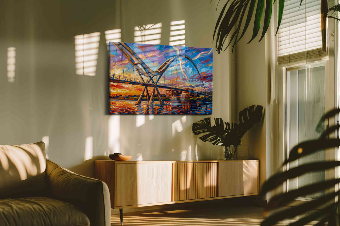 Aurora Over the River Span - Landmark Wall Art, Travel Canvas Print, Famous Places Art