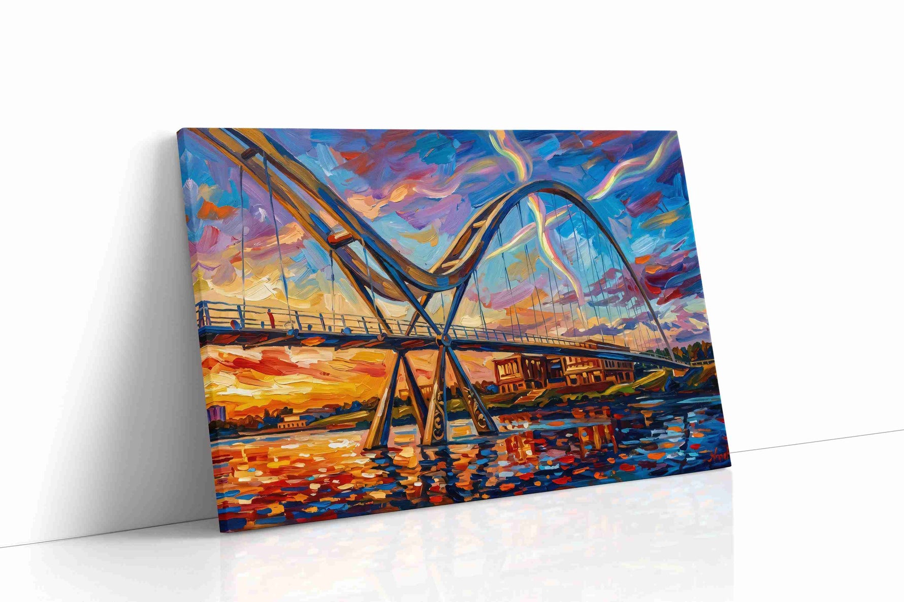 Aurora Over the River Span landmarks canvas print gallery-wrapped landscape canvas studio shot