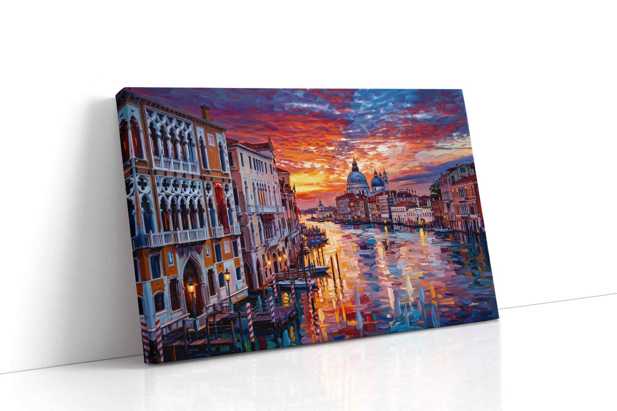 Ember Sky Over the Grand Canal landmarks canvas print gallery-wrapped landscape canvas studio shot