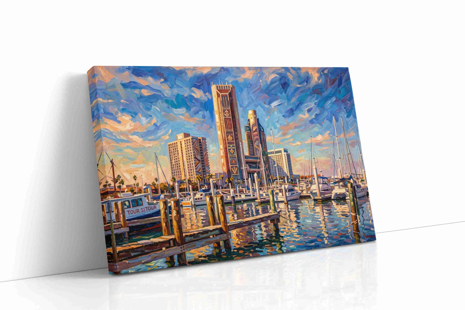 Harborlight Over Glass Towers landmarks canvas print, gallery-wrapped, ready to hang