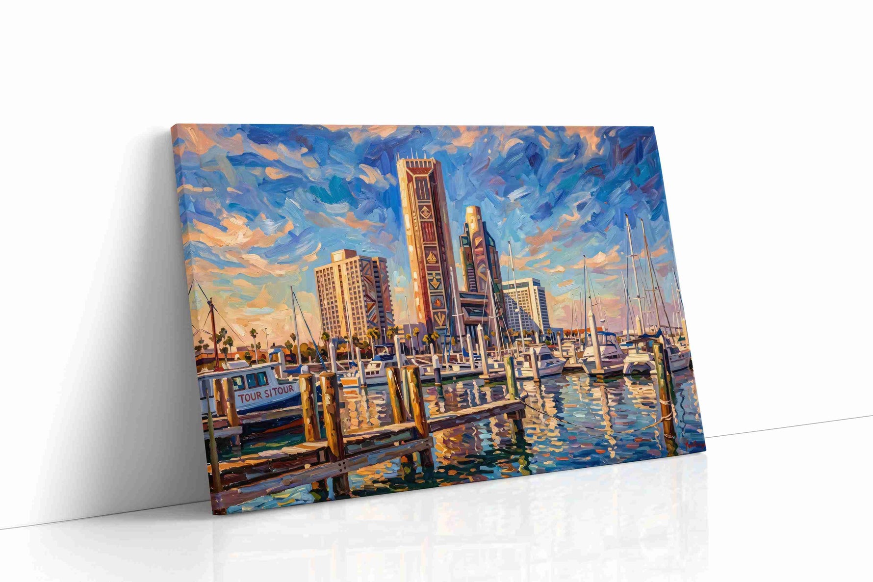 Harborlight Over Glass Towers landmarks canvas print gallery-wrapped landscape canvas studio shot