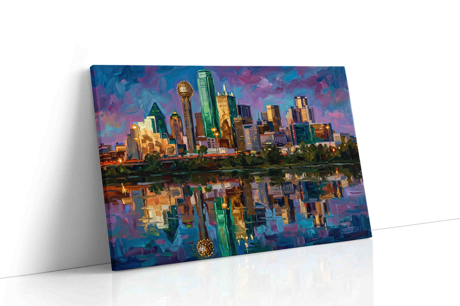 Twilight Over Reunion Tower landmarks canvas print, gallery-wrapped, ready to hang