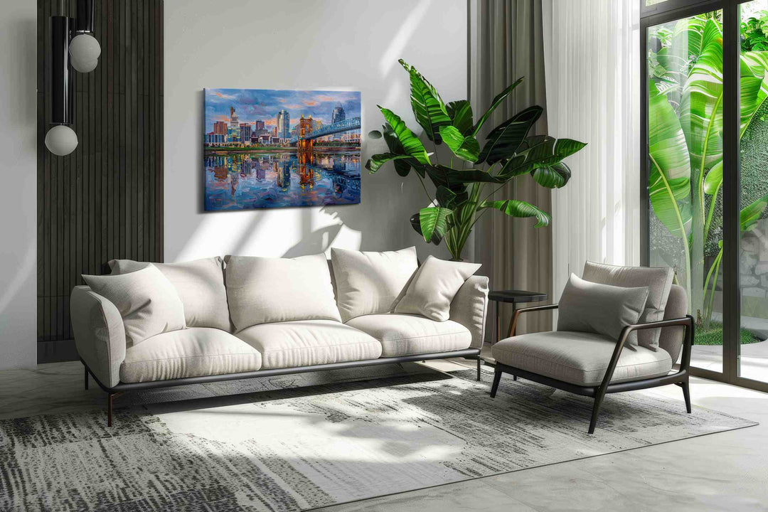 Twilight Over Roebling Reflections - Landmark Wall Art, Travel Canvas Print, Famous Places Art