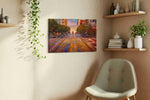 Twilight on Powell Street landmarks canvas print styled in a living room