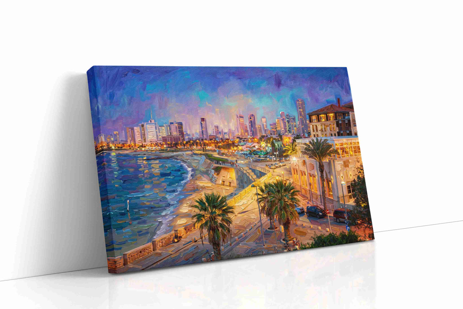 Violet Harbor Radiance landmarks canvas print, gallery-wrapped, ready to hang