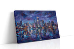 Violet Skyline Reverie landmarks canvas print, gallery-wrapped, ready to hang