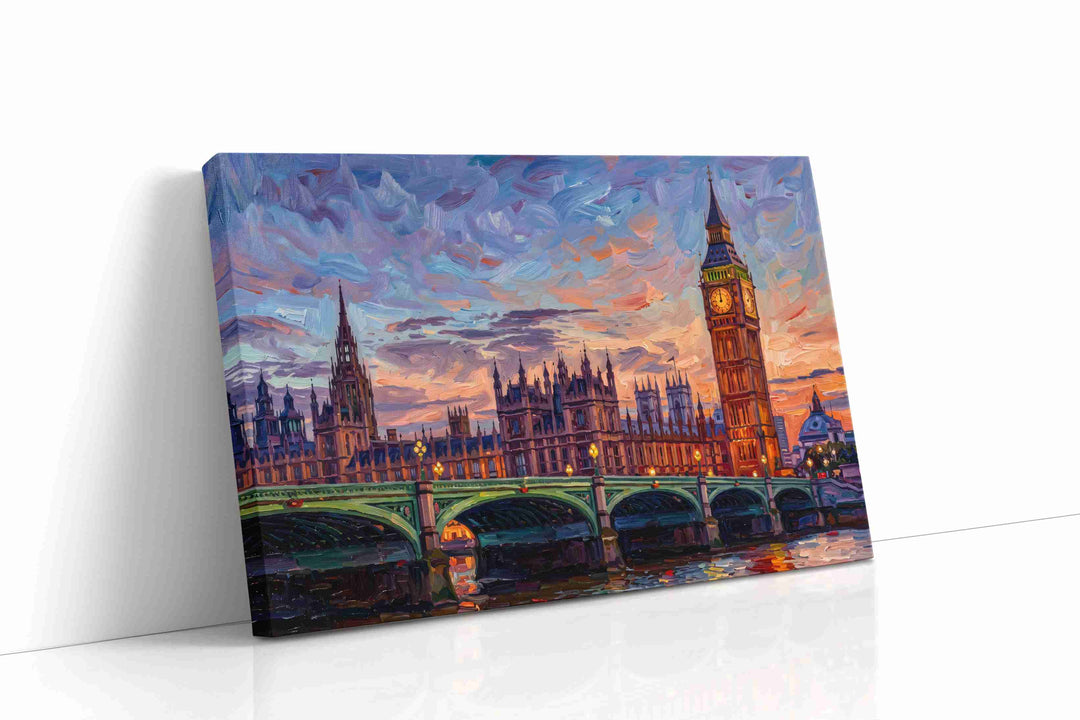 Westminster in Lavender Fire - Landmark Wall Art, Travel Canvas Print, Famous Places Art