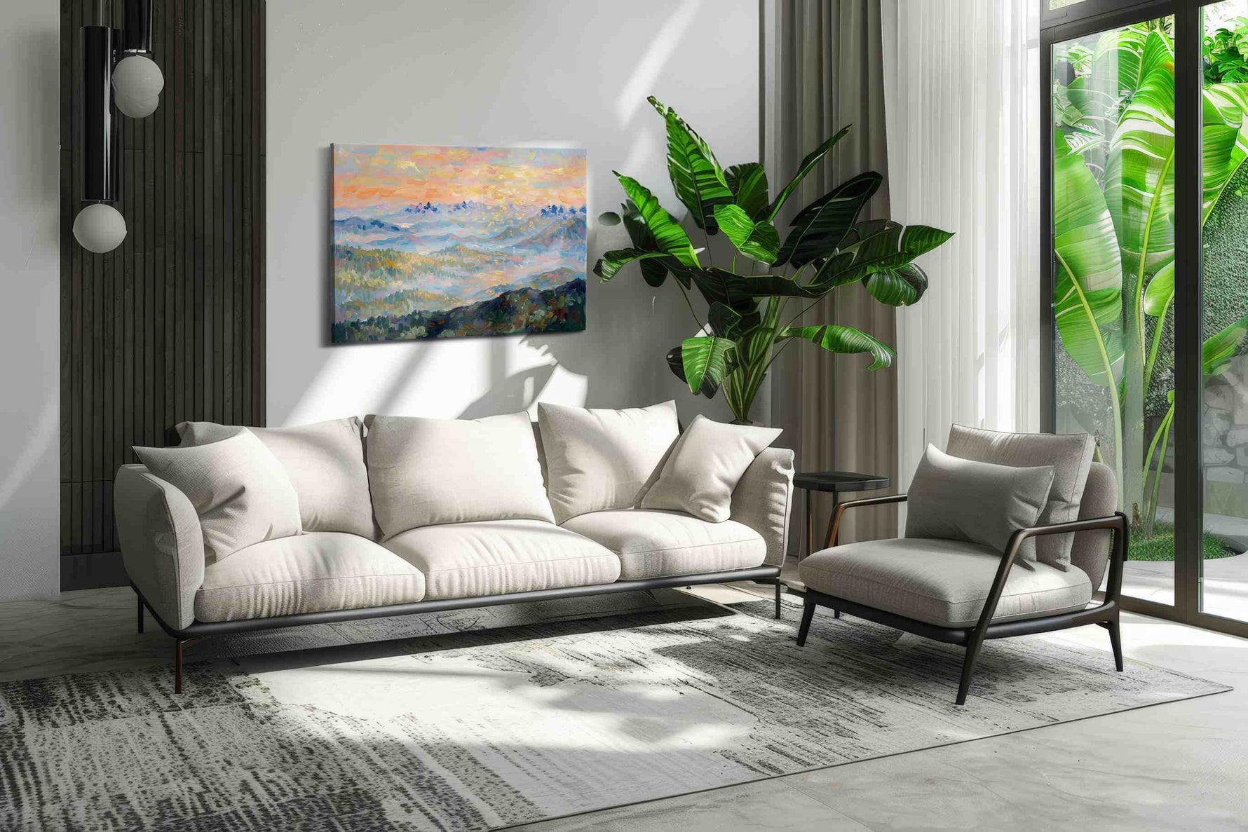 Alpenglow Over Dreaming Peaks landscape canvas print, hanging on wall