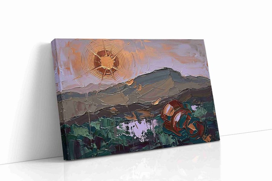 Bronze Sun Over Velvet Hills landscape canvas print gallery-wrapped landscape canvas studio shot