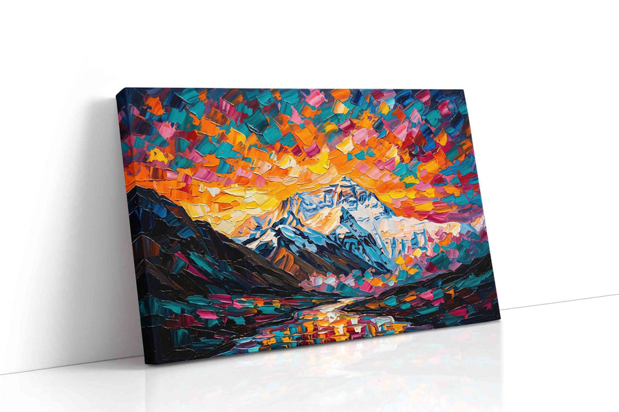 Ember Sky Over Ice Peaks landscape canvas print, gallery-wrapped, ready to hang