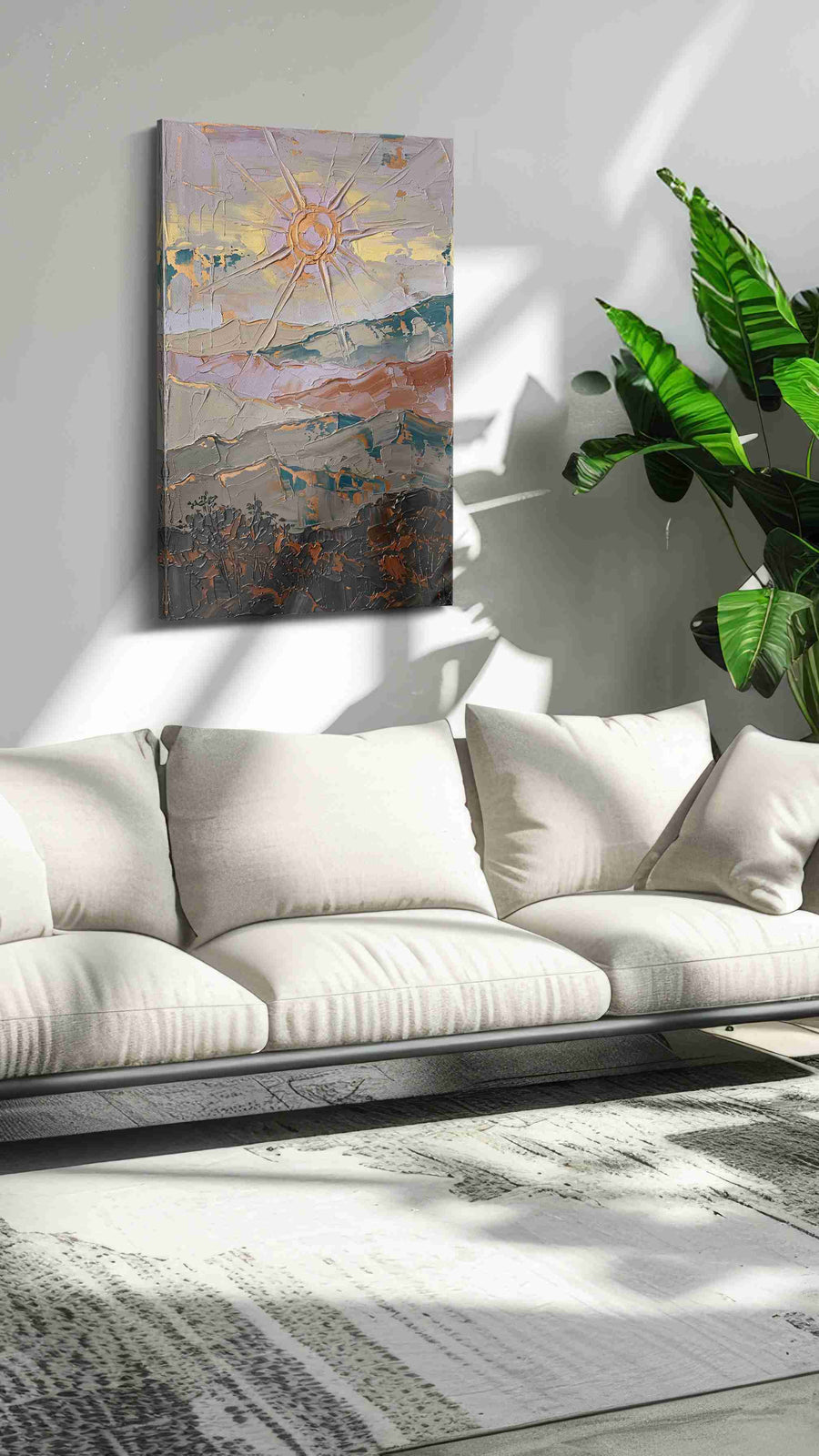 Gilded Solstice Break landscape canvas print in a modern interior mockup