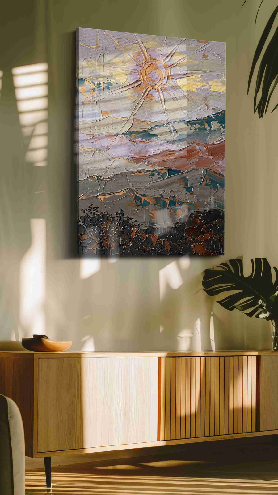 Gilded Solstice Break landscape canvas print, on wall, lifestyle preview