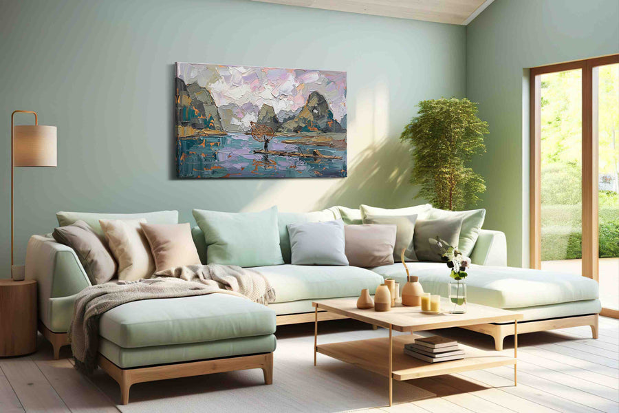 Lantern on Thawing Waters landscape canvas print, hanging on wall