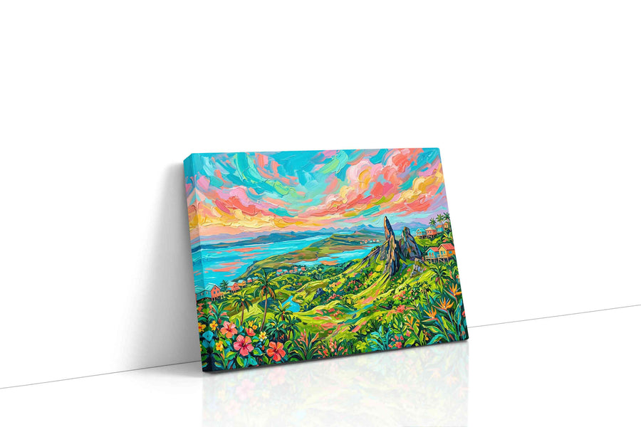 Parrotsky Over Emerald Cay landscape canvas print gallery-wrapped landscape canvas studio shot