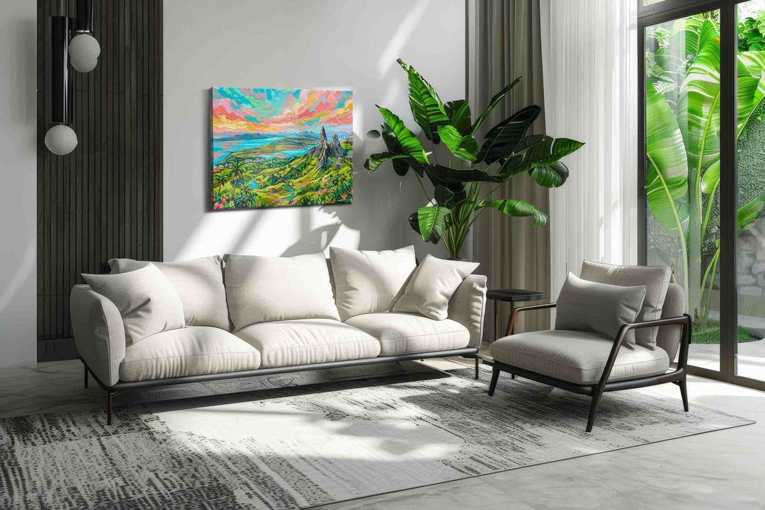 Parrotsky Over Emerald Cay - Landscape Canvas Print, Scenic Wall Art, Nature Canvas Art