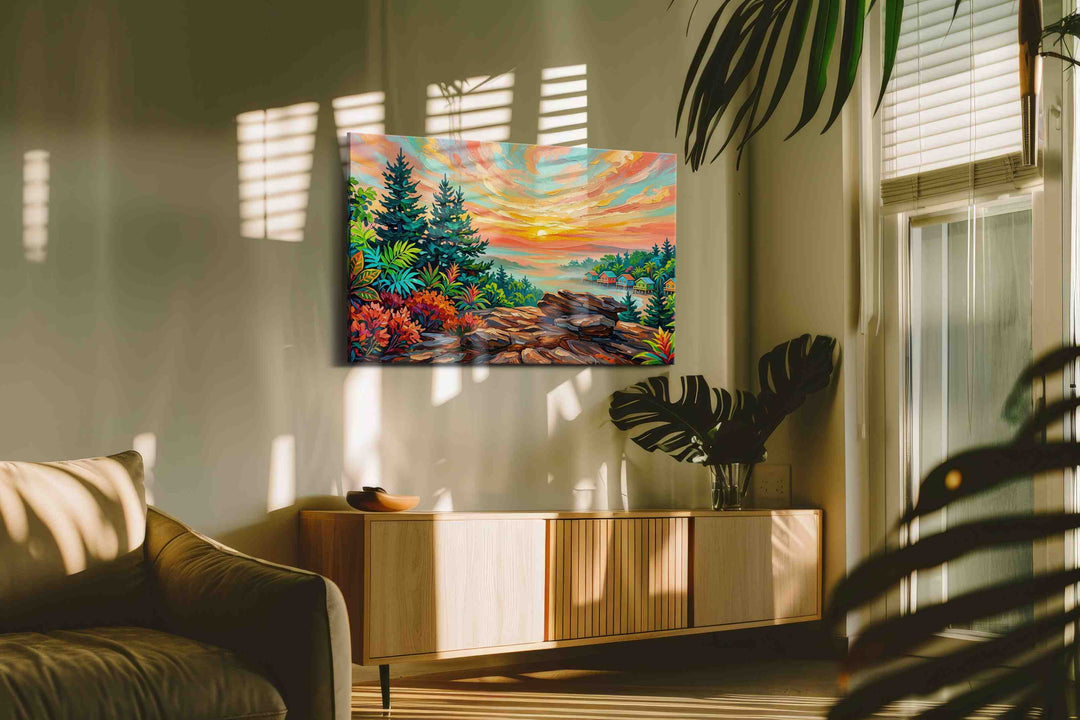Sunfire Over Painted Cay - Landscape Canvas Print, Scenic Wall Art, Nature Canvas Art