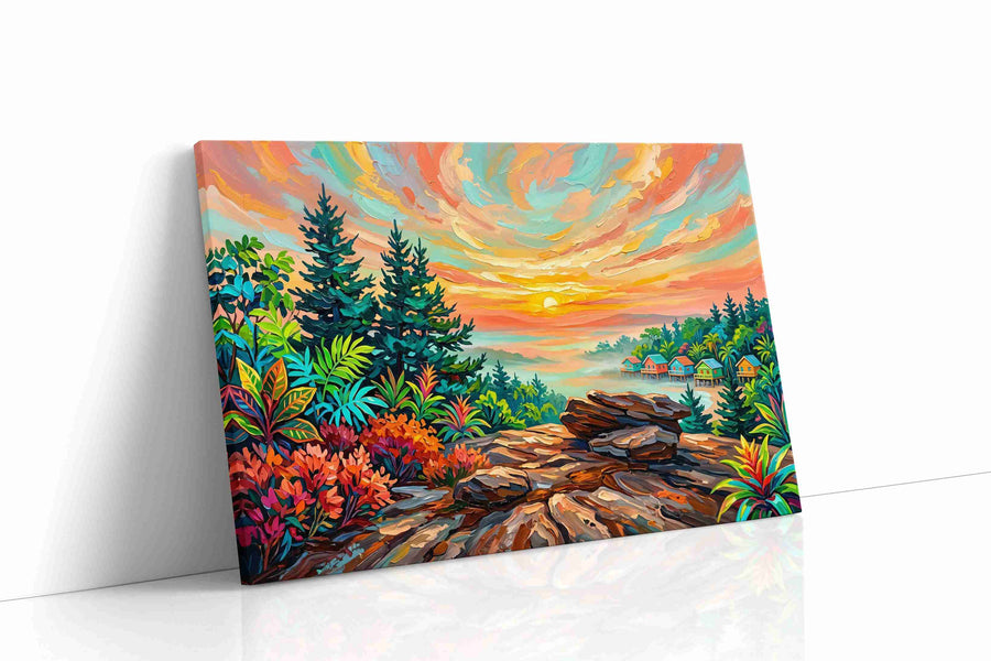 Sunfire Over Painted Cay landscape canvas print, gallery-wrapped, ready to hang