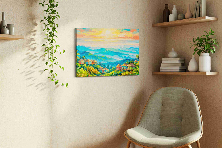 Sunlit Echoes of the Tropics landscape canvas print, hanging on wall — view 4