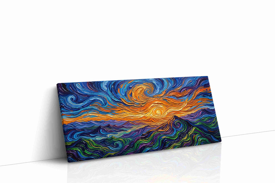 Sunwhirl Over Indigo Tides landscape canvas print gallery-wrapped landscape canvas studio shot