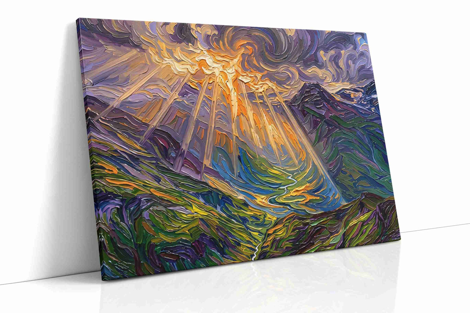 Where Sunlight Splinters the Valley - Landscape Canvas Print, Scenic Wall Art, Nature Canvas Art