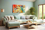 Chromatic Tempest Waltz modern canvas print, hanging on wall